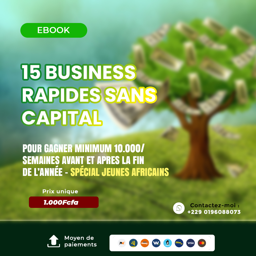 15 BUSINESS RAPIDES SANS CAPITAL POUR GAGNER 10.000/sem AVANT ET APRES LA FIN DE L'ANNÉE